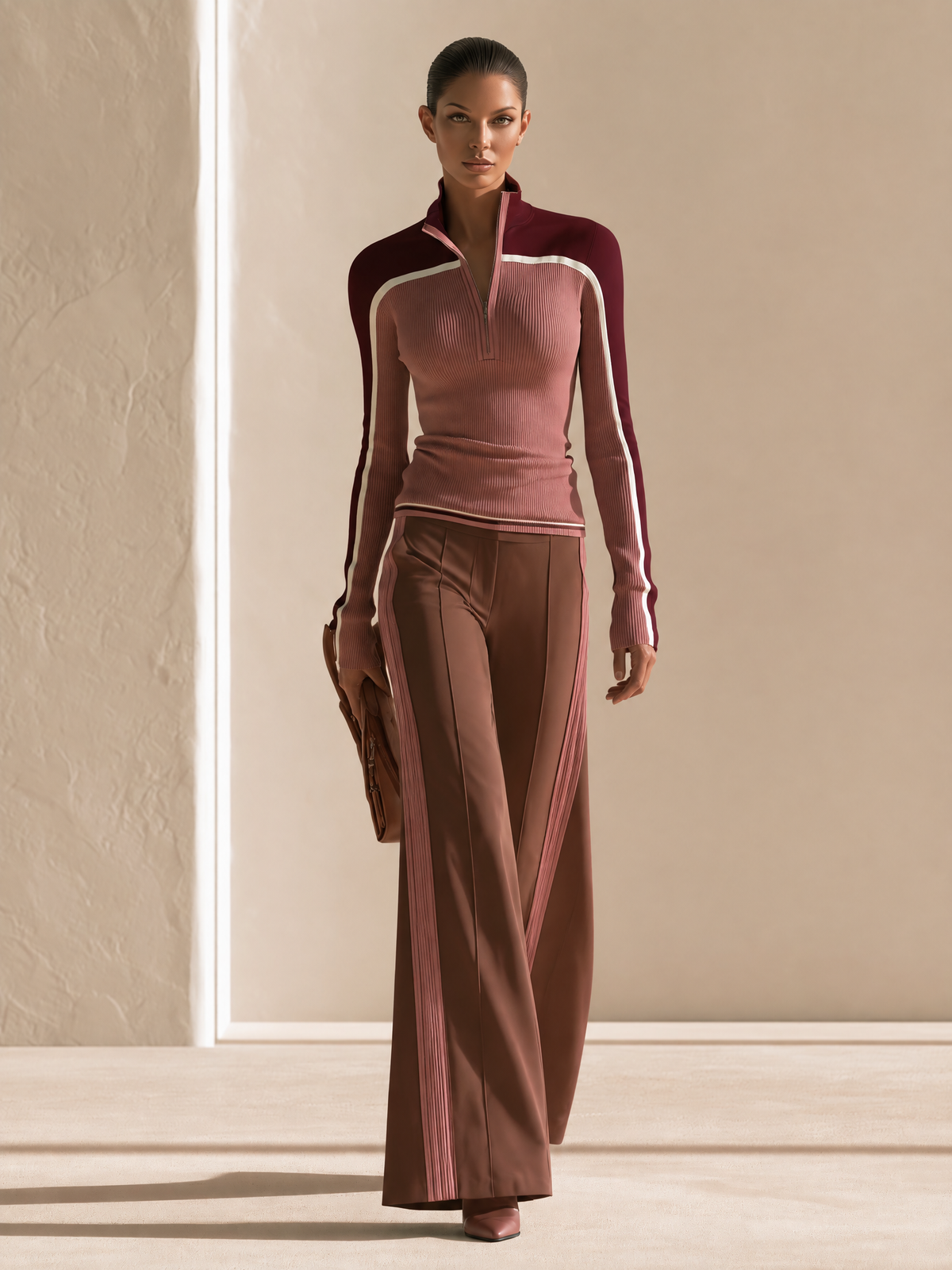 Women's Colorblock Wide-Leg Pants