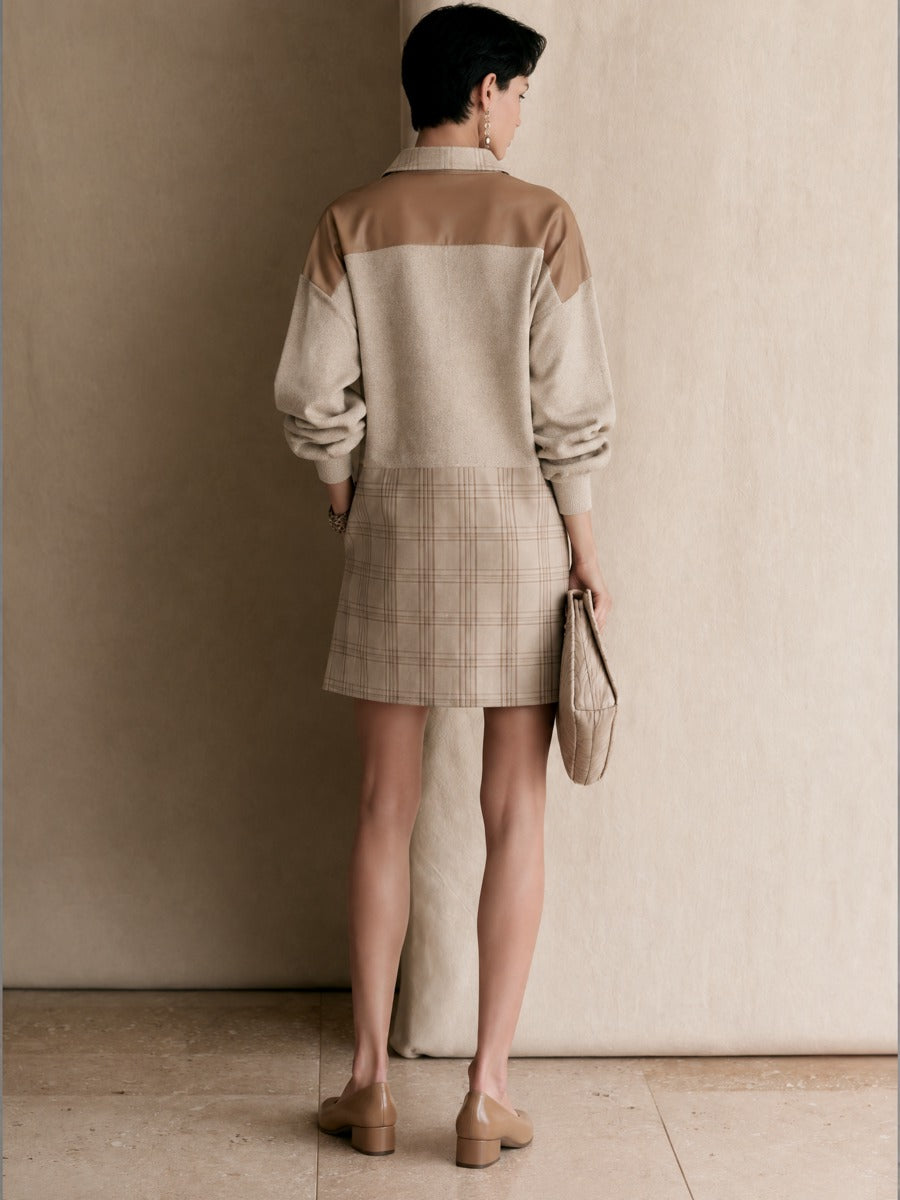 Women's Casual Color-Block Mini Shirt Dress
