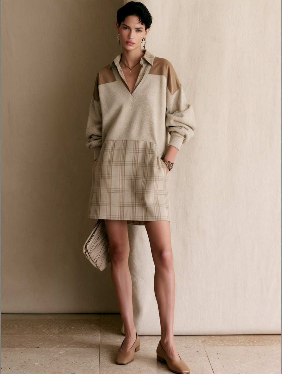 Women's Casual Color-Block Mini Shirt Dress