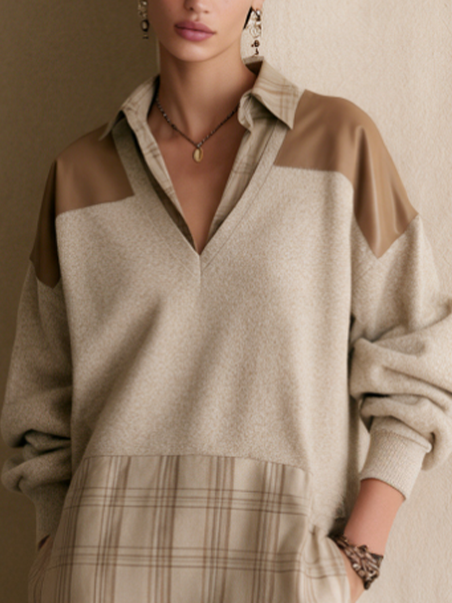 Women's Casual Color-Block Mini Shirt Dress
