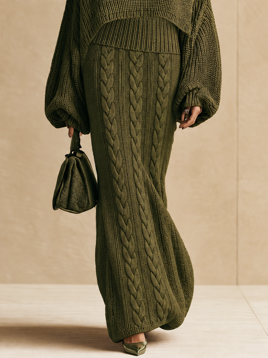 Women's Cable Knit Maxi Skirt