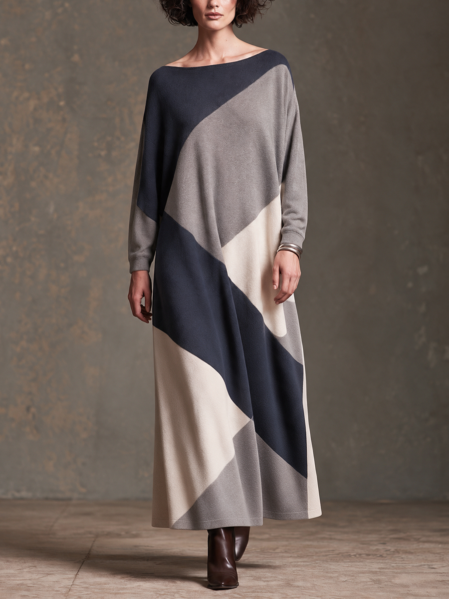 Women's Color-Block Knit Maxi Dress