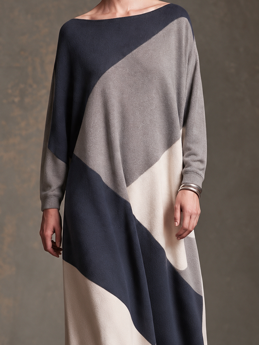 Women's Color-Block Knit Maxi Dress