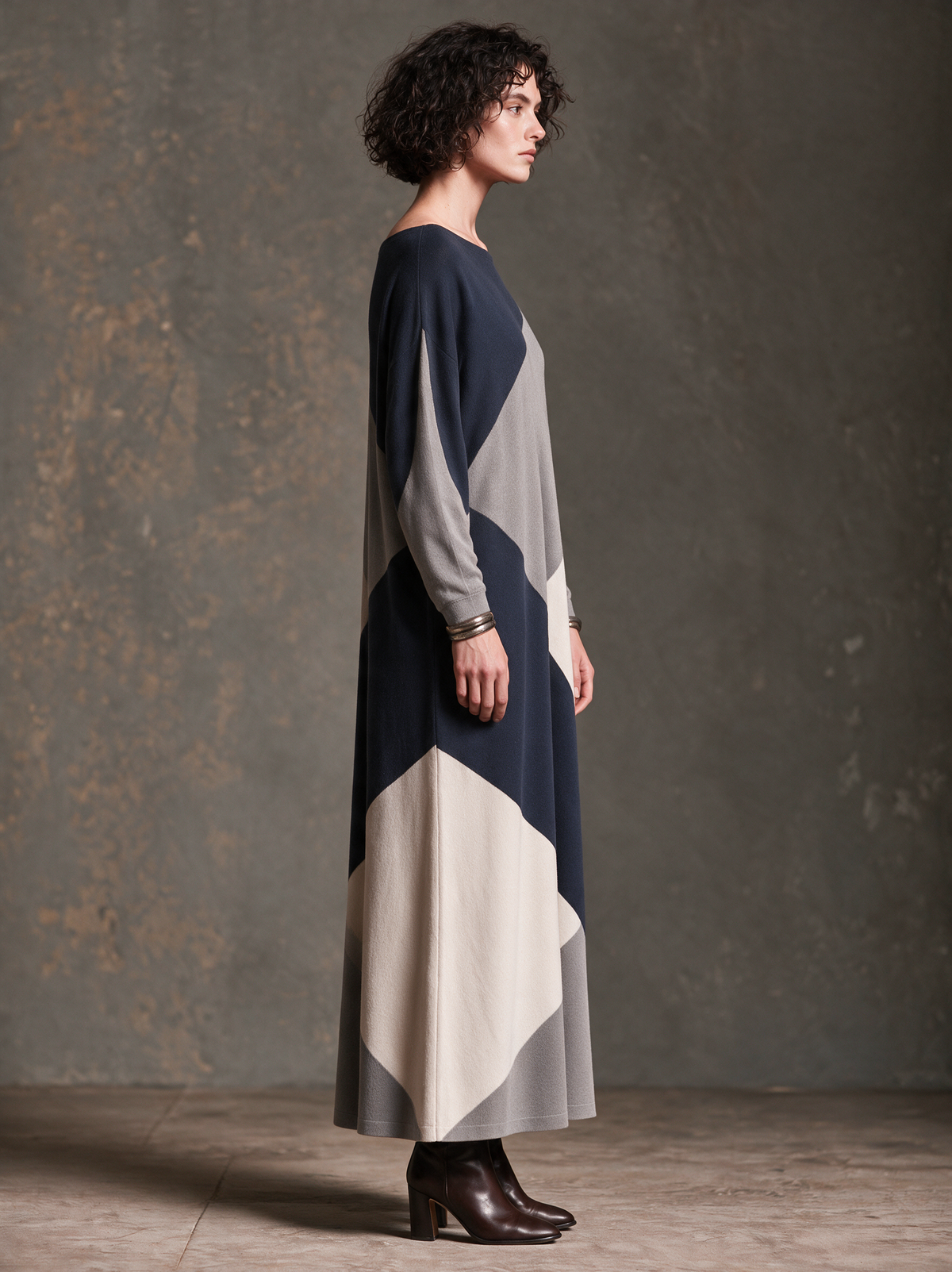 Women's Color-Block Knit Maxi Dress