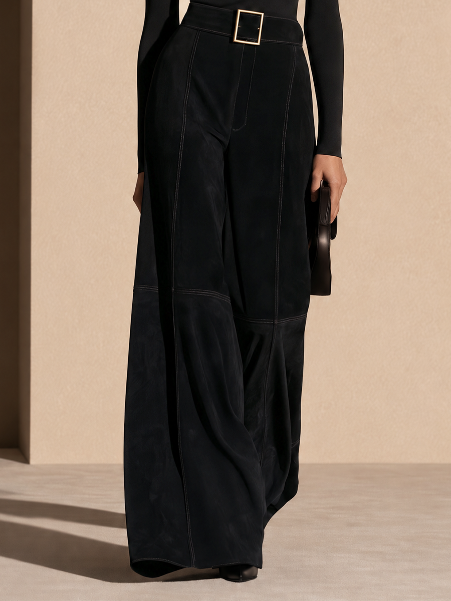 Women's Colorblock Knit Top And High-Waist Flare Pants Set
