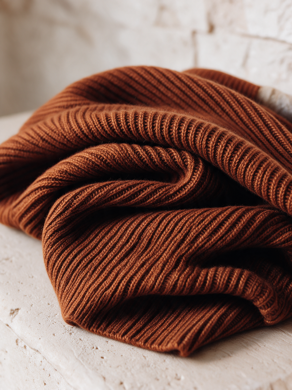 Women's Caramel High-Neck Knit Top & Wide-Leg Trouser Set