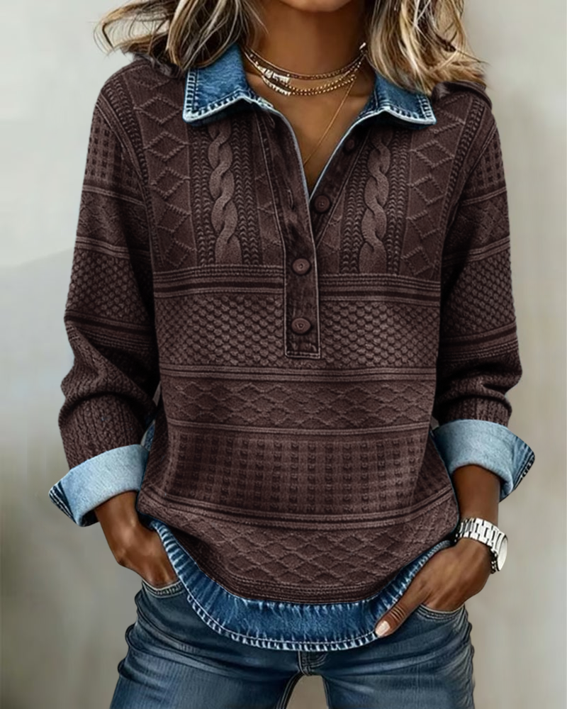 Bria | Trendy Sweatshirt with Half Button