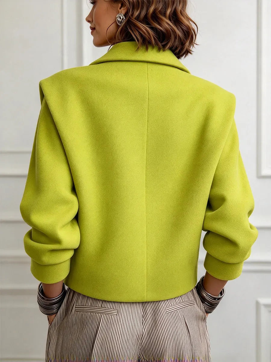 Chic Sculptural Gold-Buttoned Tailored Jacket