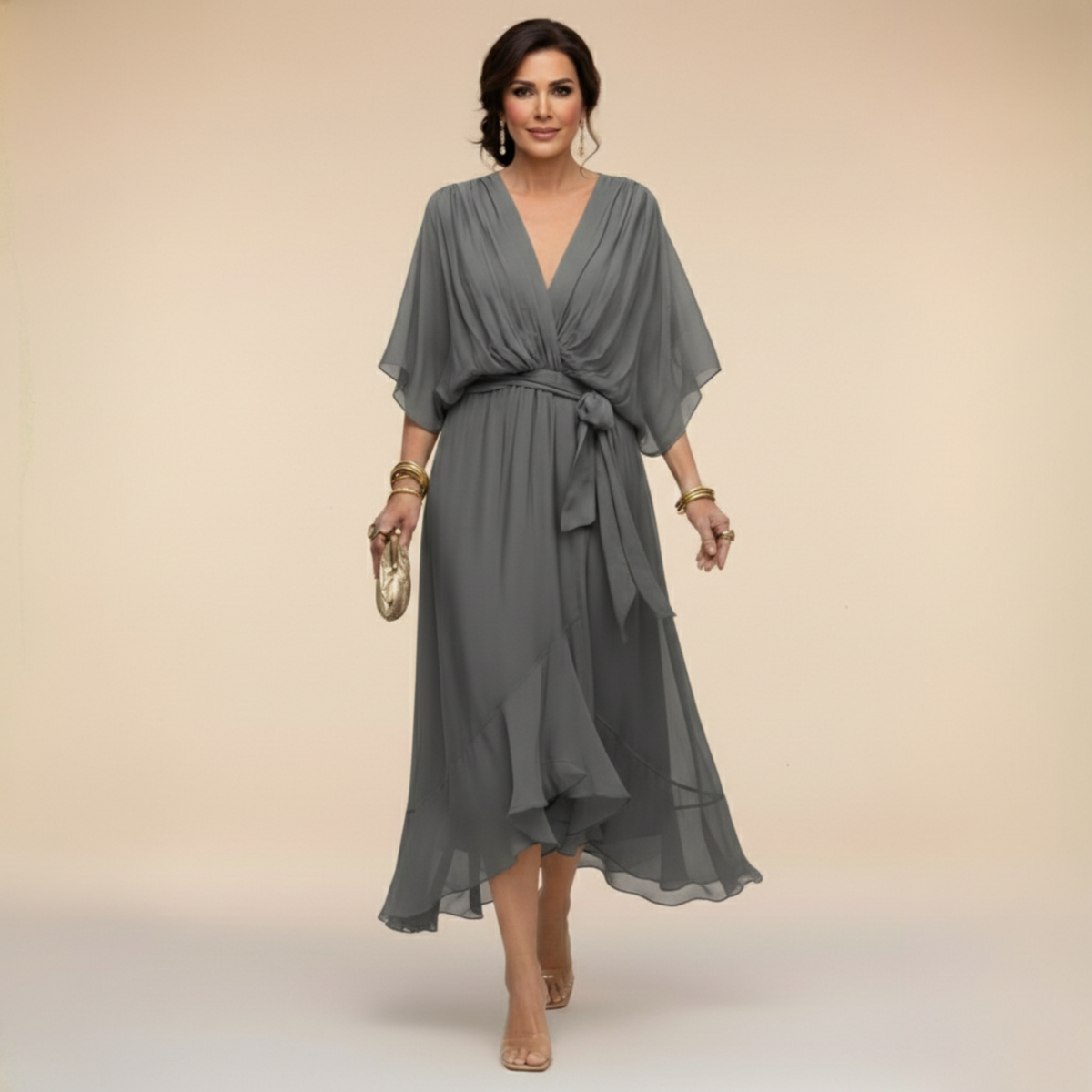 Marta™ | Sandra Chiffon V-Neck Dress