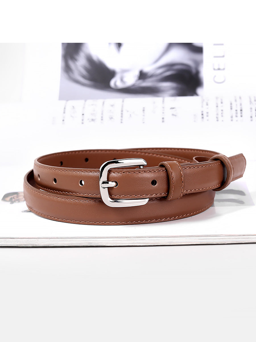 Women's Classic Chic Leather Square - Buckle Belt