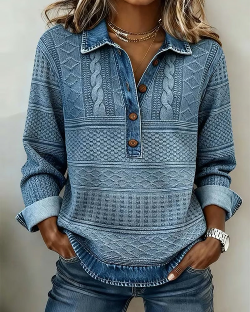Dolores | Trendy Sweatshirt with Half Button