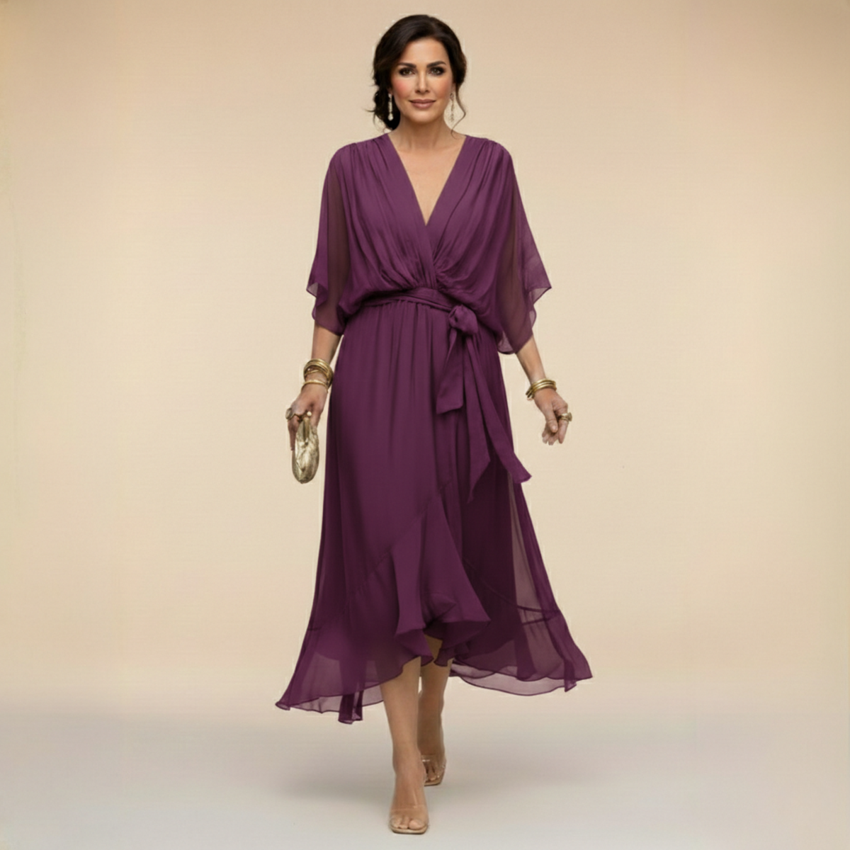 Marta™ | Sandra Chiffon V-Neck Dress