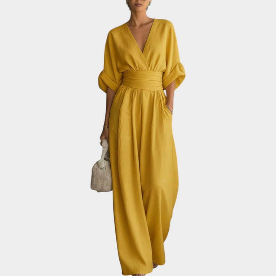 Soft Draped Wide-Leg Jumpsuit