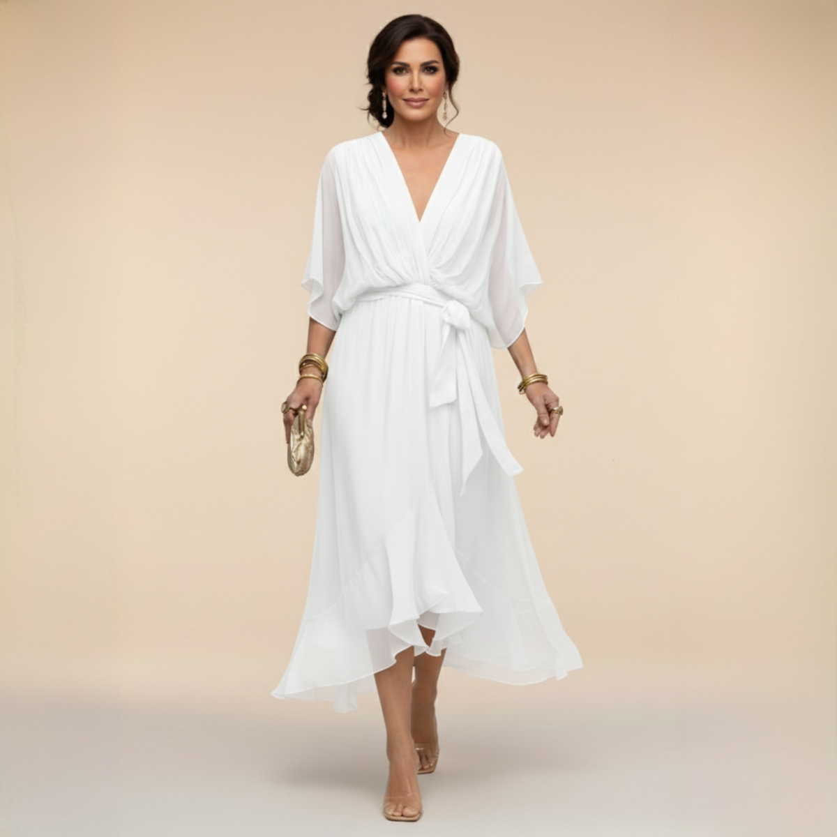 Marta™ | Sandra Chiffon V-Neck Dress