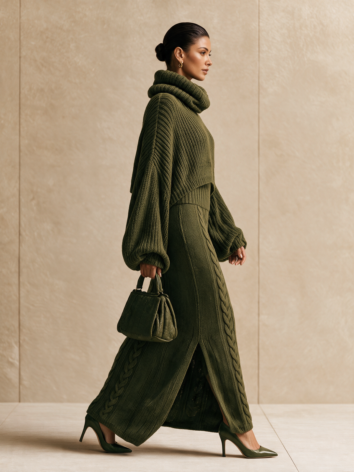 Women's Cable Knit Maxi Skirt