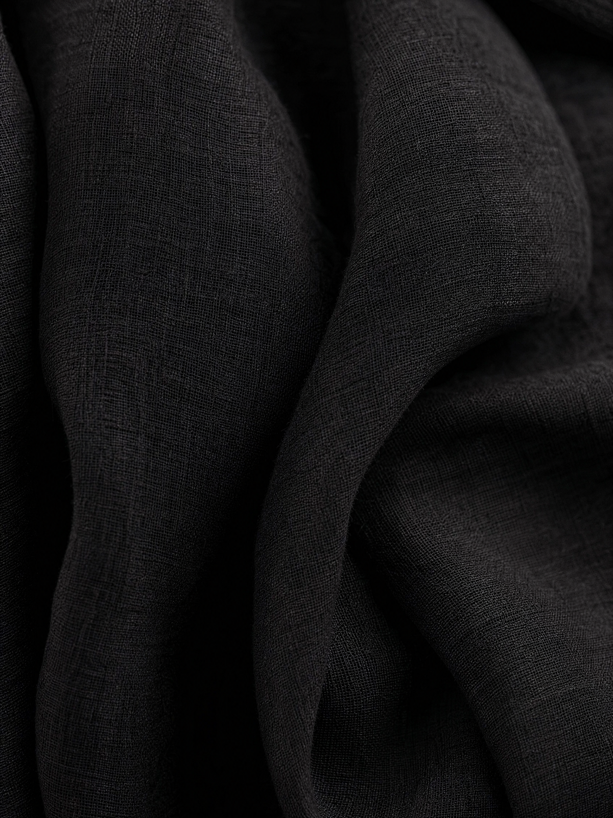 Women's Elegant Black Cotton And Linen Round-neck Sleeveless Top And Trousers Set