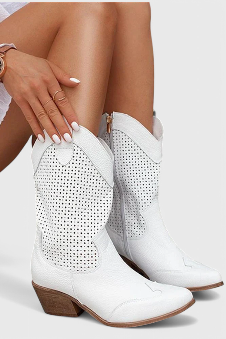 Anna Modern Cowboy Boots with Side Zip