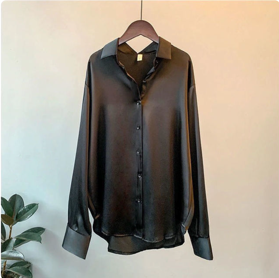 Olivia - Long Sleeved Luxe Satin Blouse