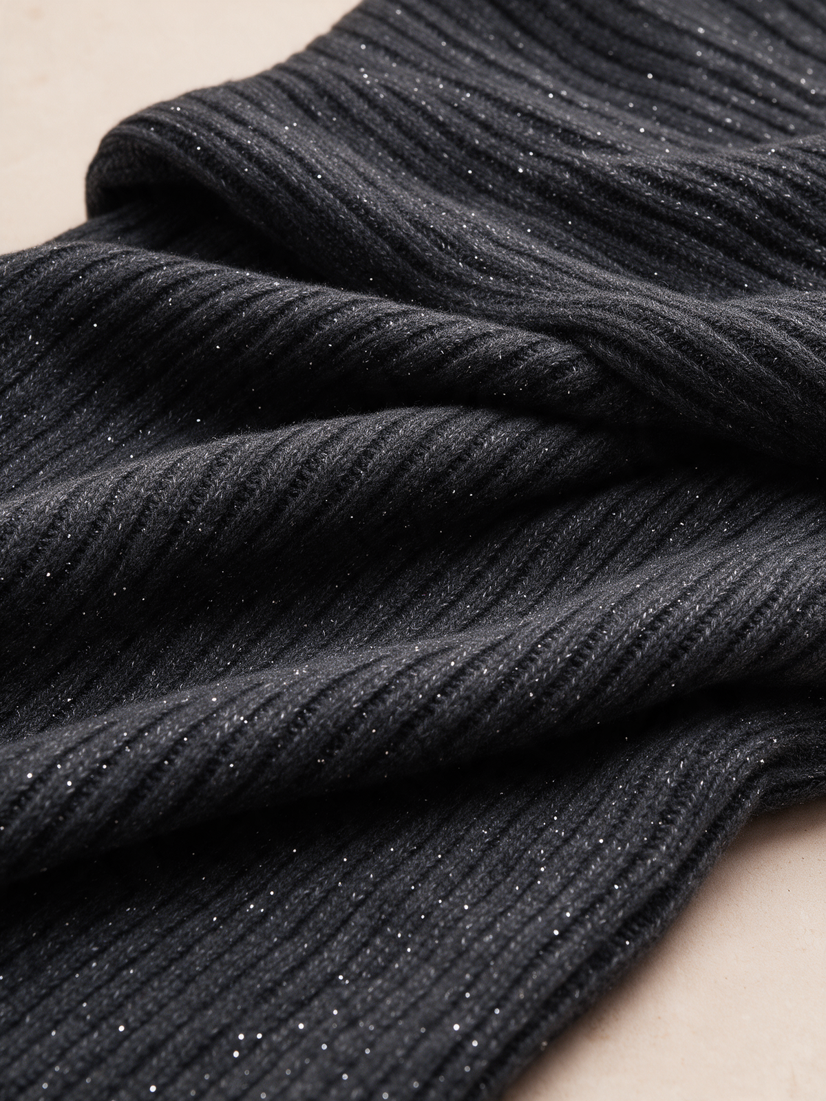 Women's Black Off-Shoulder Fold-Over Collar Ribbed Knit Maxi Dress