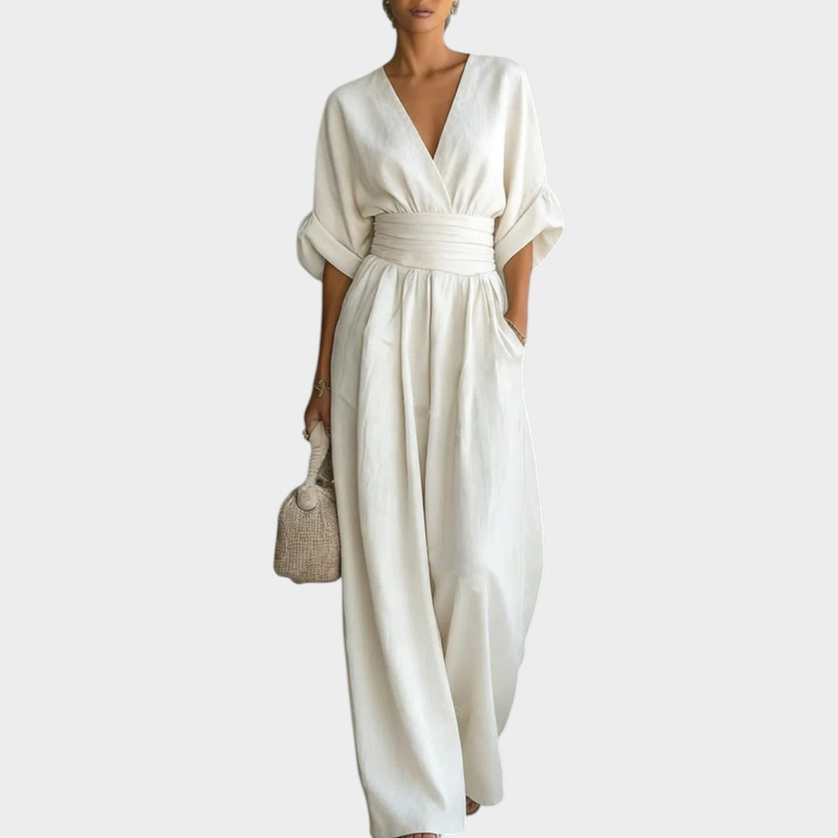 Soft Draped Wide-Leg Jumpsuit