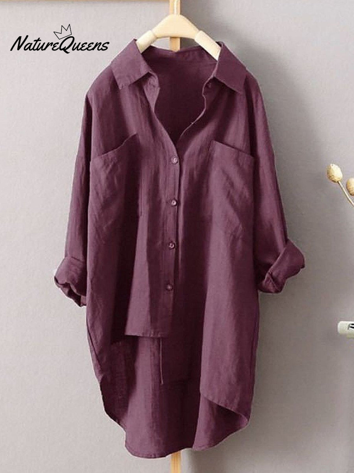 Women's Solid Color Loose Elegant Casual Cotton And Linen Shirt