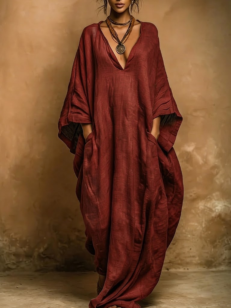 Luna - Bohemian Linen And Cotton Kaftan Robe